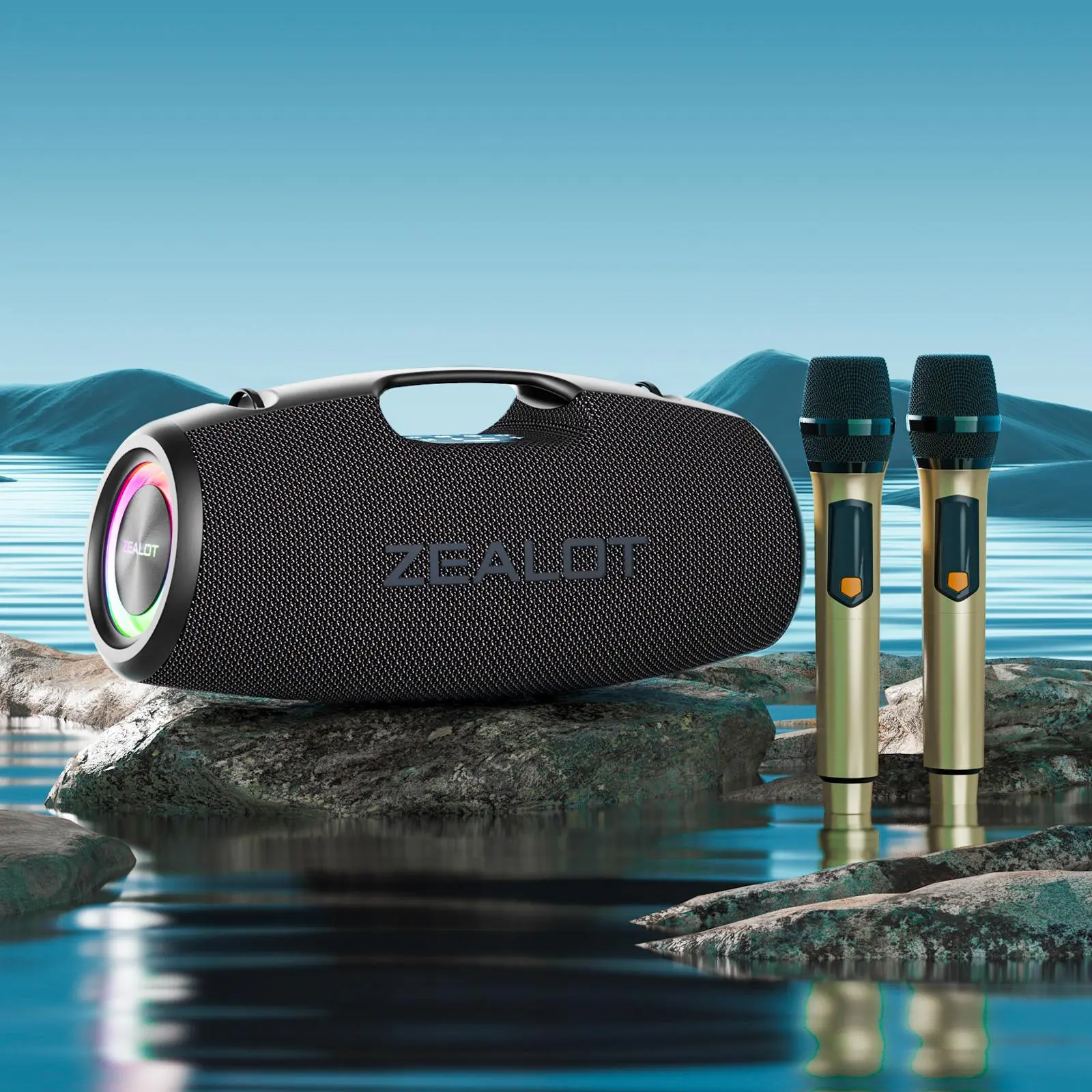 ZEALOT S78M 100W Outdoor Camping Speaker, Portable Wireless Speaker with 24000mAh Battery, Rechargeable Speaker with DSP Technology, 4 Horns, Outdoor Portable Subwoofer Speaker, Audio