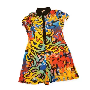 Graffiti Print Button Down Romper