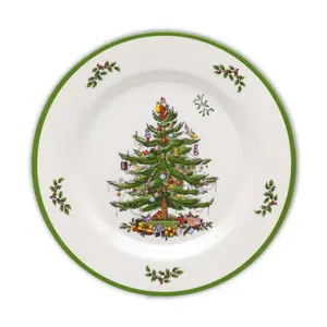 Spode Christmas Tree Melamine Dinner Plate (Set of 4) - 11 Inch Shatterproof Serving Plate for Holiday Meals, Holiday Party - Dishwasher Safe