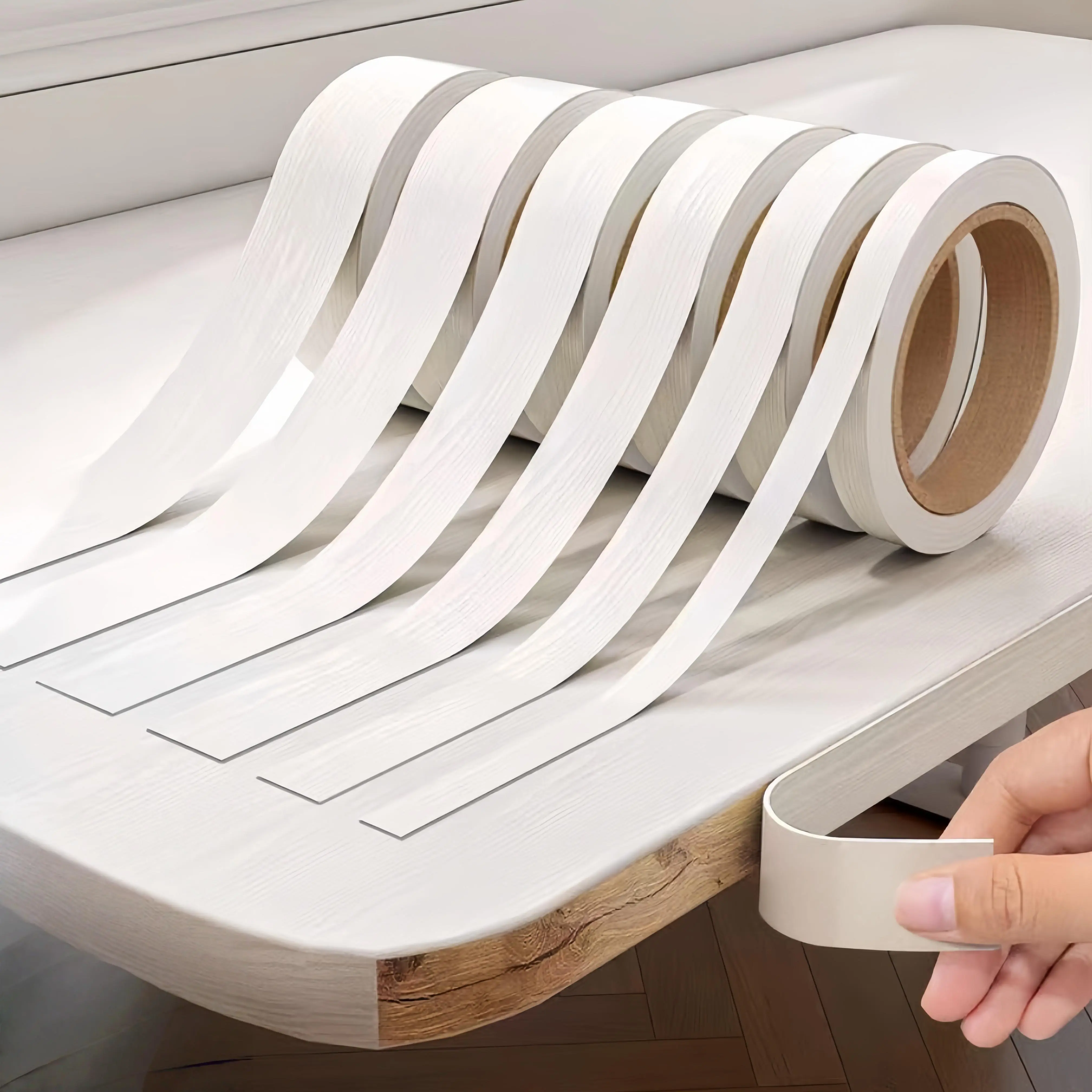 1PC 10mx1/2/2.5/5cm Preglued Edging PVC Edge Banding for Wood Kitchen Wardrobe Furniture Table Desk Board