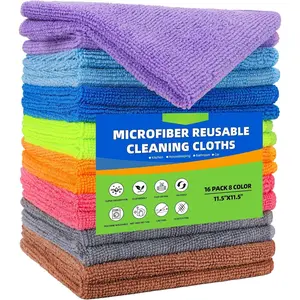 Microfiber Cleaning Cloths 16 Pack 8 Color Cleaning Rags for Housekeeping  Kitchen Bathroom ,11.5"X11.5" Soft Lint Free Wet and Dry Use Dusting Cleaning Supplies Towels