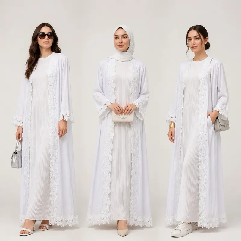 3pcs Lace abaya