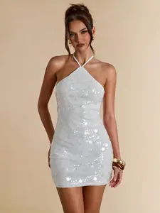 Women's Sexy Backless Resort Sequined Mini Dress Summer,Party Dress
