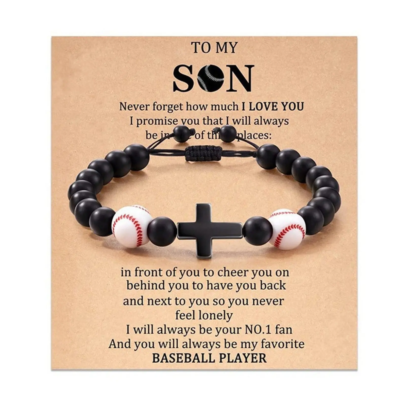 OIDEA Adjustable Acrylic Beaded Bracelet for Males - Football Fashion, 0.31 in Sliding Cord, Baseball Charms, Acrylic Accents, Gift-Ready for Teen Son's Birthday, Bead Cross & Cross Emblem Bracelets & Bangles, Dimensions, 0.7 Oz, Bead Cross Bracelets & Ba