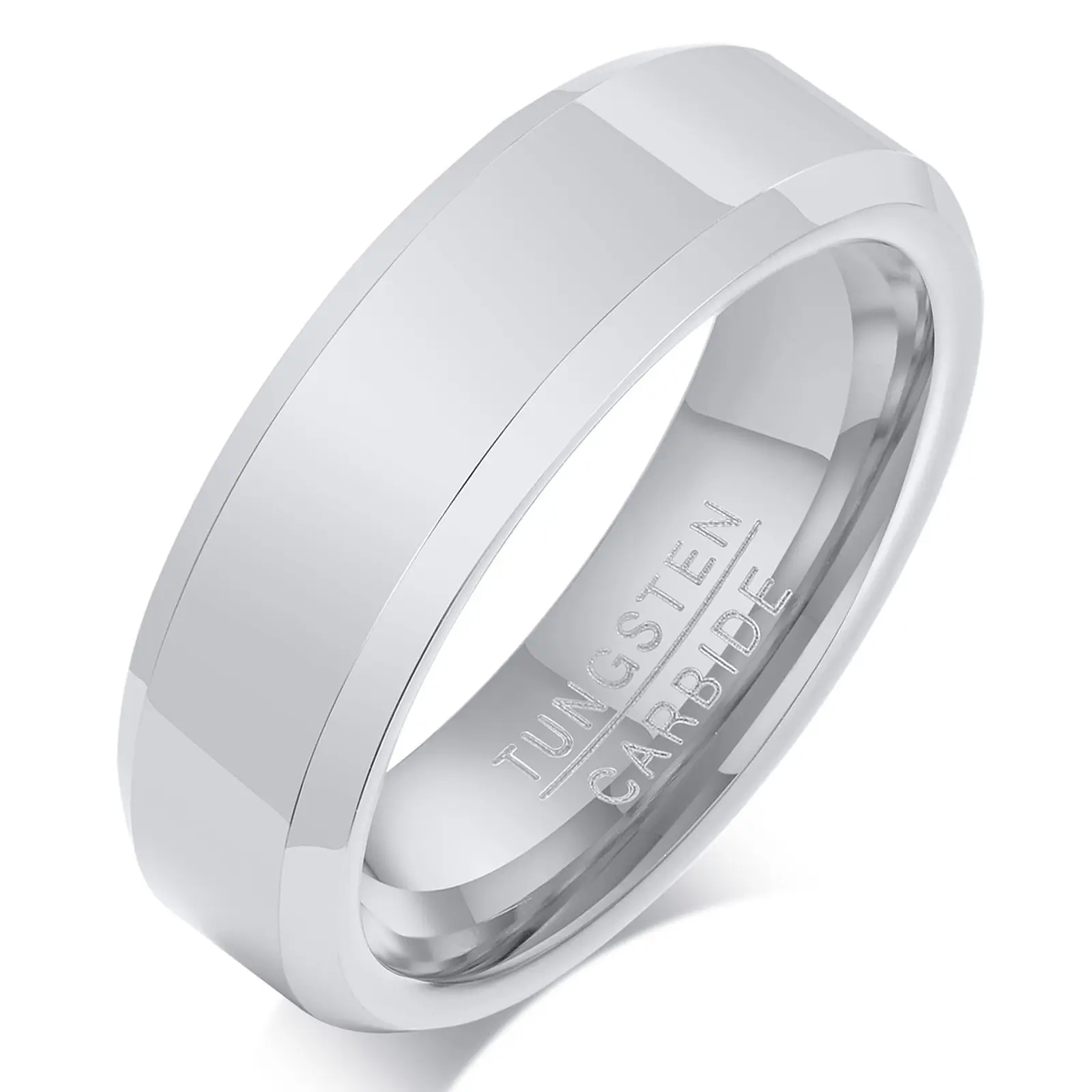 OIDEA 6mm Male Tungsten Wedding Band - High-Polish Silver, Hypoallergenic, Comfort Fit Classic, Heavy-Duty Metal Ring for Engagement, Anniversary Gift