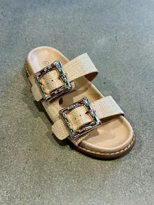 FINAL SALE!! Devon Buckle Sandal in Raffia