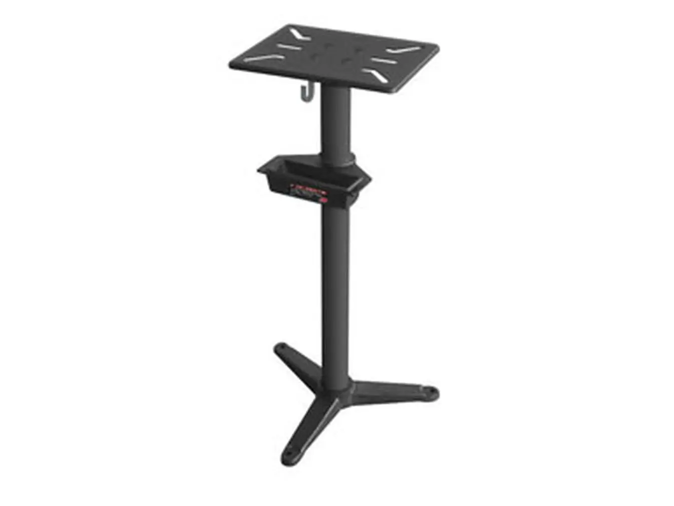 Cast Iron Bench Grinder Stand - Power Tool Accessory with 32 in. Tall Table Height, 6 lbs Weight, Adjustable Cooling Tray, Pre-Drilled Slots for Angle Grinders, Secure Floor Mounting, Stable Work Stand