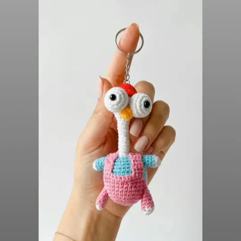 Handmade Amigurumi Mini Crochet Chicken Keychain - Compact, Practical, Stylish Split Ring Keychain, Cute Knit Animal Backpack Charm, Pocket Buddy, Gift for Chicken Lovers