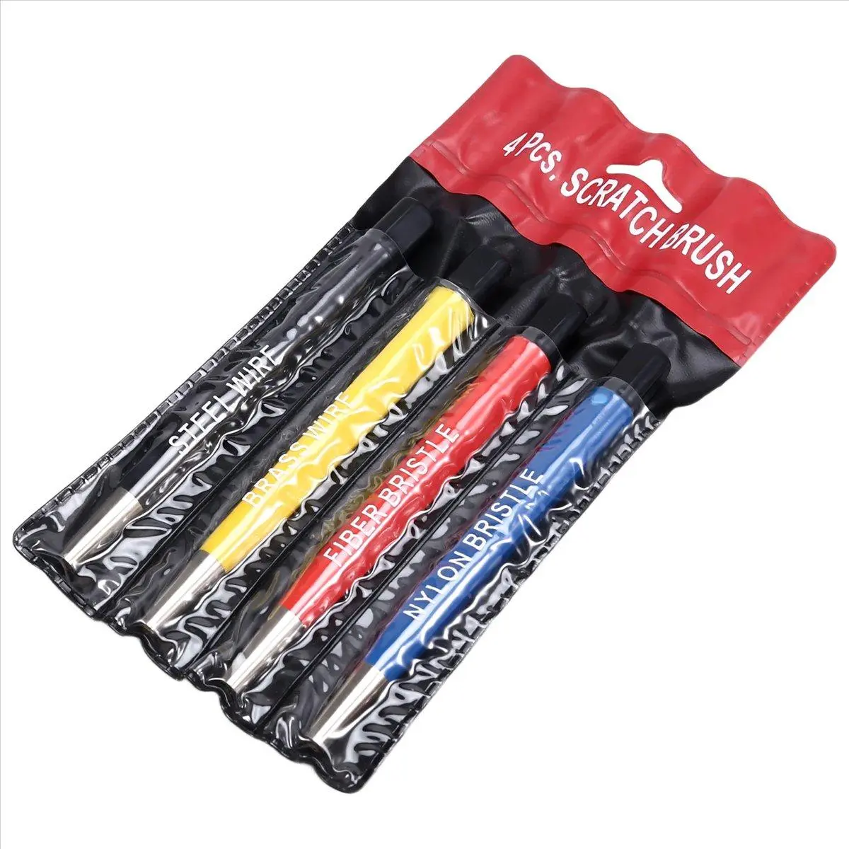 4PCS Scratch Brush Pen Set Pre-P Sanding Fiber-Glass Steel Brass Nylon Multi Function Removing Corrosion & Rust Jewelry