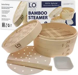 LARAMA ORIGIN 2-Tier Bamboo Steamer | 10" Dim Sum Essential | Healthy Cooking Made Easy Cookware