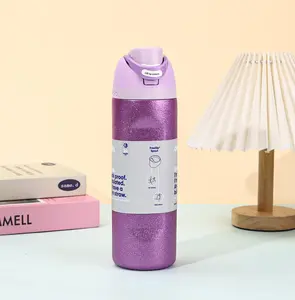 Owala Thermal Mug FreeSip Double-Drink Sports Water Bottle, Large Capacity, Straw Included, Stainless Steel, Starry Purple, 24oz