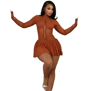 Fashionable See-through Hollow Dress Comfort Formal Womenswear Asian