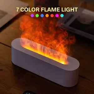 7Color Modess Imulation Flame Light Humidifier, Aromatherapy Diffuser, Timer, Automatic Shutdown without Water, 150ml Capacity (White) Ultra-Quiet, Suitable for Bedroom, Office, Living Room, Study, Room, Table Decoration