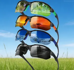 Polarized Sports Sunglasses 4 Pack for Men & Women 100% UV Protection Lightweight Half Frame Rimless Eyewear for Outdoor Use