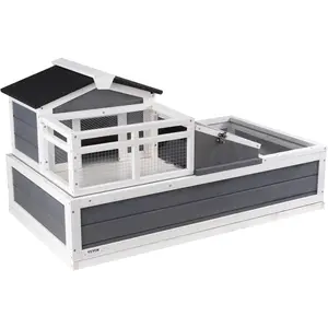 VEVOR 3-Room Tortoise House,Tortoise Habitat with Balcony & 2 Stories, Cedar Wooden Tortoise Enclosure Indoor & Outdoor with Ramp, Tray, Openable Roof, Large Reptile Cage, 44" x 25.6"x 24"