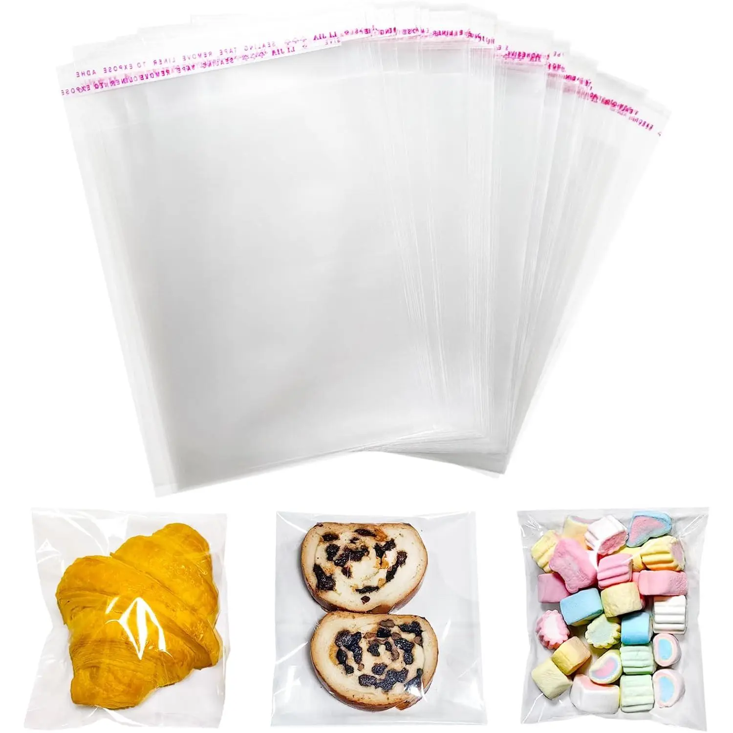5x7 Inches Self Sealing Cookie Bags: 200 count Clear Plastic Cellophane Bags for Packaging Candy  Cookie Goodie Gifts Snacks and Favors, Sealable Cookie Wrappers