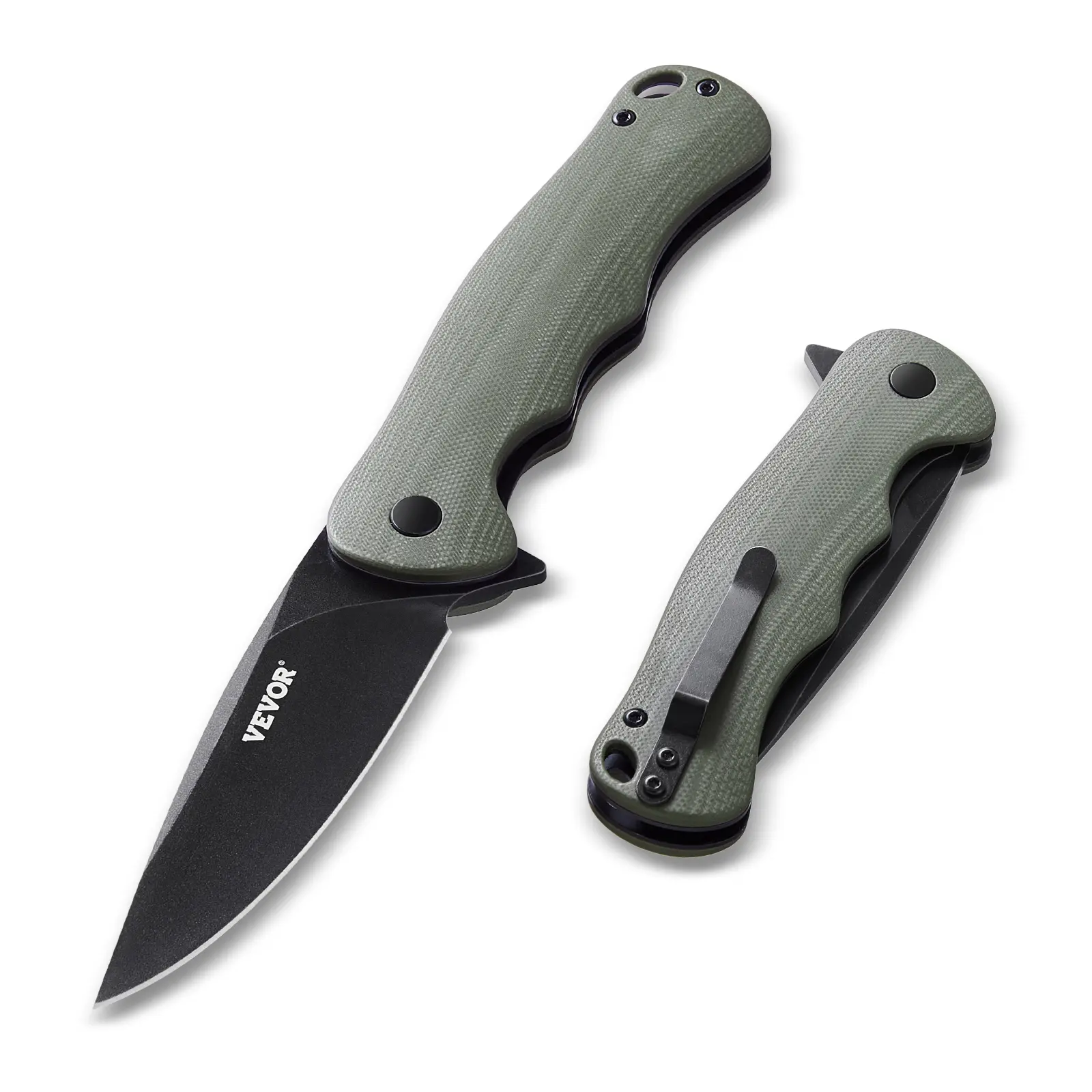 【summerfinds】VEVOR Folding Pocket Knife, 3.5 in/8.8 cm D2 Steel Blade, G10 Handle Small EDC Knife with Pocket Clip, Sharp Camping Survival Hiking Knife, 3.84 oz/0.1 kg Easy to Carry for Men Women Self Defense