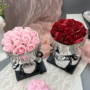 Mirror Foil Eternal Rose Bouquet, Luxury Soap Flower Gift for Mom Girlfriend Husband, Perfect for Valentine's Day Mother's Day Wedding