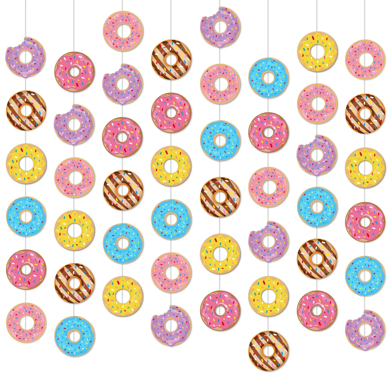 8 Donut Birthday Party Banners Supplies Decorations Doughnut Grow Hanging Swirl Paper Cutouts Garland Kit For Shower Gender Reveal Home Classroom Decor Favors