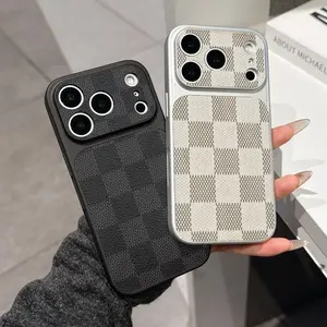 Classy Grid The Leather Texture Grip leather phone case, compatible with iPhone 17, 16, 15, 14, and 13 series, offering a perfect touch feel 952