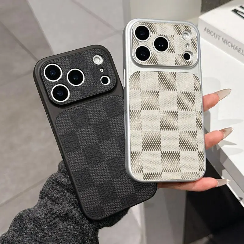 Classy Grid The Leather Texture Grip leather phone case, compatible with iPhone 17, 16, 15, 14, and 13 series, offering a perfect touch feel 952