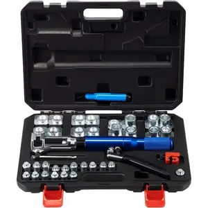 VEVOR Hydraulic Flaring Tool Kit, 45 Double Flaring Tool, Brake Repair Brake Flaring Tools for 3/16 - 1/2, Brake Flare Tool with Tube Cutter and Deburrer, 32 PCS Tube Flaring Tools for Copper LinesVEVOR Super Brand Day