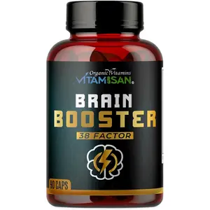 Brain Booster 38 Factor | Premium Herbal & Vitamin Blend for Focus, Clarity & Cognitive Support | Adaptogen & Mushroom Complex with Vitamin B3 | Daily Mental Performance Formula – 90 Capsules