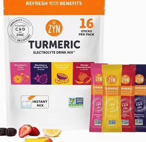 ZYN Electrolyte Drink Mix Hydration Packets, Electrolytes Powder, Hydration Packets w/Turmeric Curcumin, Vitamin C and D, Zinc, Hydrate Electrolyte Powder Packets for Wellness, Variety Pack of 16