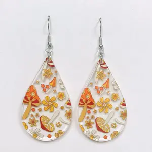 Daisy and mushroom print earrings