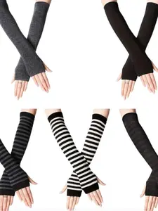 Hippie Style Artistic Ethnic Designs Butterflies Patterns Fingerless Gloves, Soft Cozy Feel Polyester Knitted Wrist Support for All Season Outdoor Activities, Easy to Care Street Fashion Accessory