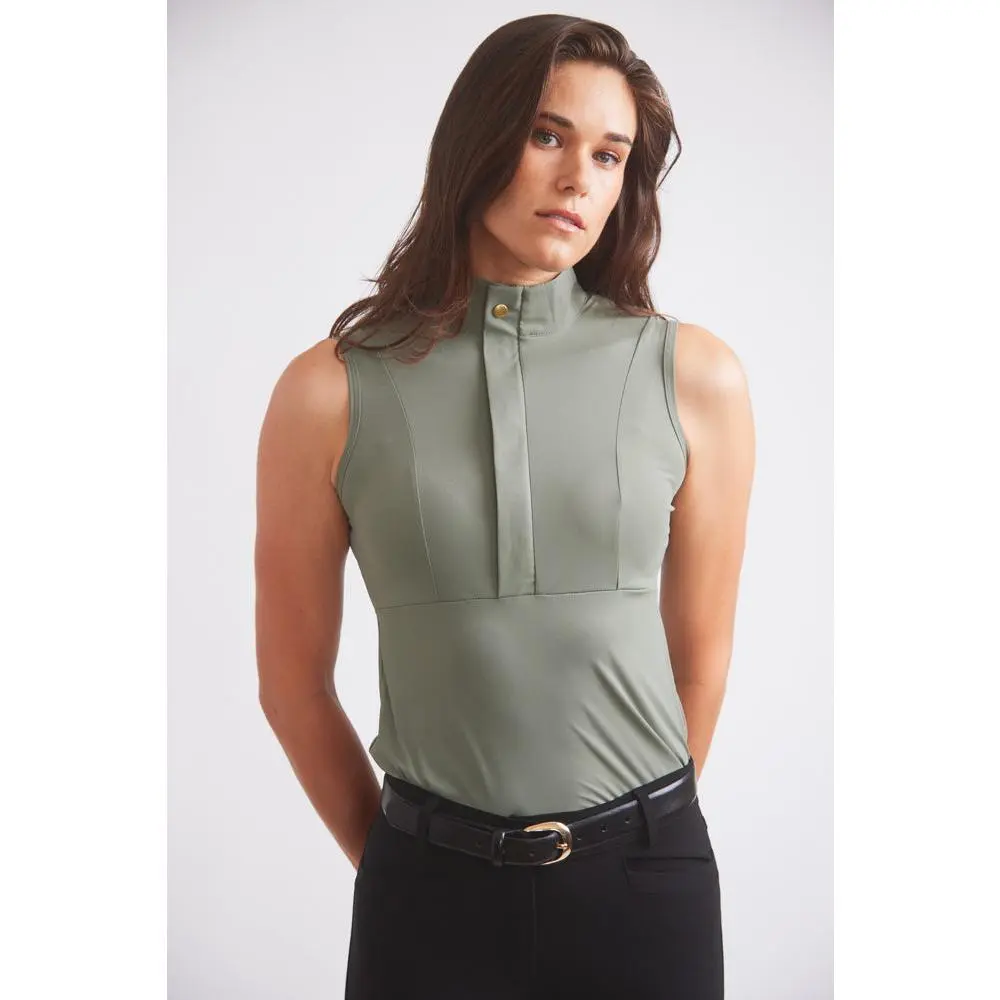 Cameron | Sleeveless Zip Riding Top | Thyme