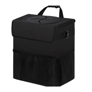 New Deal - Car Trash Can Bin with Lid Hanging for Back Seat, Car Accessories for Women Men Leak Proof Automotive Garbage Cans Leakproof Vehicle Trash Can for Truck SUV Black