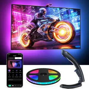TV LED Backlight, TV Lights that Change with TVs for 55-65 inch Screen, RGB Strip Lighting with Sensor, Syncs Behind The ,  App Control, Movie   & DIY Mode, 14.8FT
