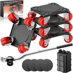 Duty Furniture Movers with Wheels Dolly with Auxiliary Lifter, All-New Carbon Panels & Dual-Wheeled Casters, Supports up to 1650 lbs (L)