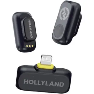 Hollyland LARK A1 Mini Duo 2-Person Wireless Microphone System with Lightning Connector for iOS Devices | Space Gray, 2.4 GHz