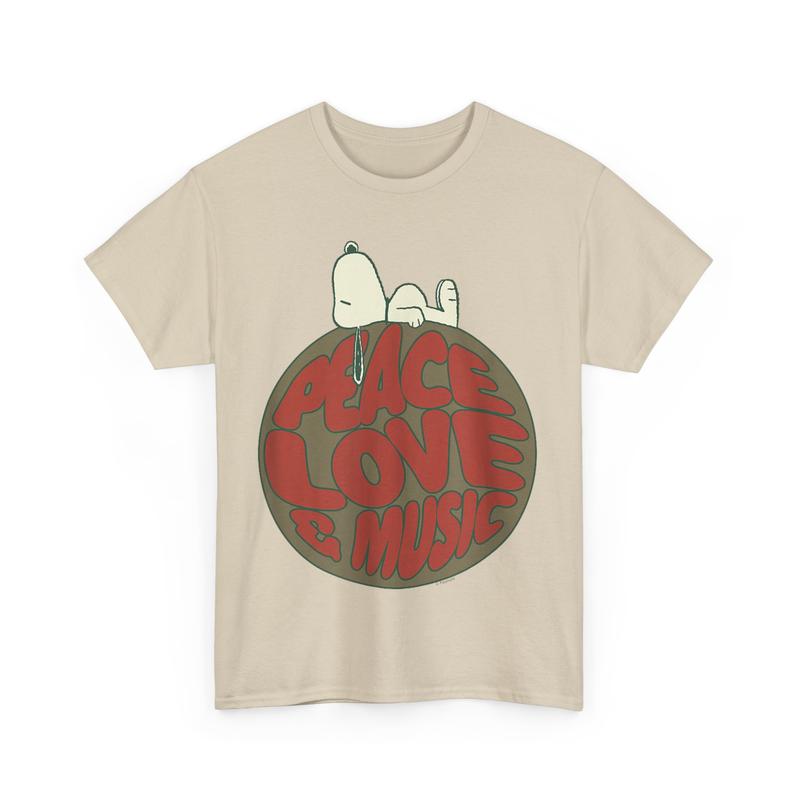 Peanuts Woodstock 50th Anniversary Peace Love and Music Unisex T-Shirt Full Color