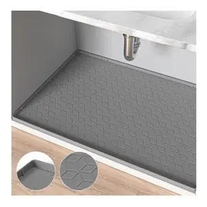 31"x22" Silicone Under Sink Mat for Kitchen and Bathroom Cabinet - Waterproof Protector
