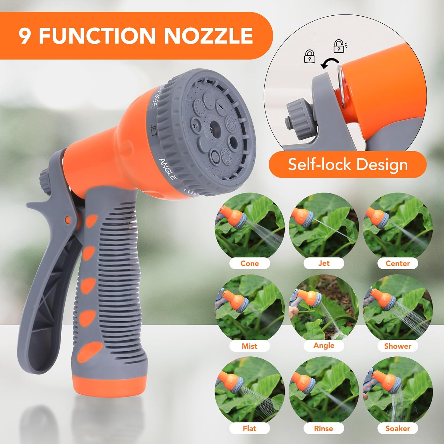 Garden Hose Reel, 1/2 in x 65/100 ft Wall Mounted Retractable Water Hose Reel with 9 Function Sprayer Nozzle, Any Length Lock, 180° Swivel Bracket, Automatic Rewind and Slow Return System Garden Hose Reel, 1/2 in x 65/100 ft Wall Mounted Retractable Water Hose Reel with 9 Function Sprayer Nozzle, Any Length Lock, 180° Swivel Bracket, Automatic Rewind and Slow Return System