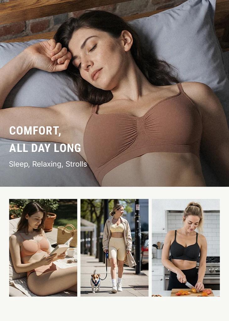 FeelinGirl Women's Wireless Bra Comfort Bralettes No Underwire Unlined Cami Bra Seamless Tshirt Bras Sports Bra Bralette Basic Comfortable Fit Womenswear Everyday Up to 44DD TikTokShopBlackFriday