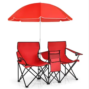 Giantex 2 Person Camping Chair with Canopy | Foldable Outdoor Seating for Picnic, Beach & Backyard, Travel Chair, Shade Chair, Heavy Duty Chair, Fishing , Sports Chair, Tailgate