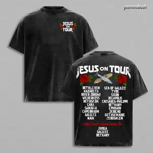 Jesus On Tour Christian Washed T-Shirt, Jesus T-Shirt, Jesus Tee, Easter Tee, Christian Apparel Streetwear Gym Menswear Oversized Top Men or Women