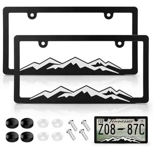 Mountain License Plate Frames, Plastic License Plate Holder,Universal  Tag Bracket, Off Road Style License Plate Holder Cover for Mountains Enthsusiast, 2 Packs 2 Hole Rust Proof Heavy Duty