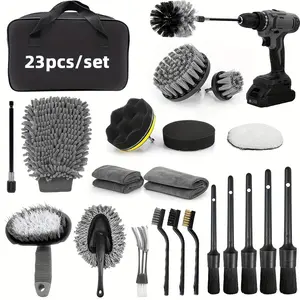 23-Piece Professional Car Detailing & Car Cleaning Kit - Interior, Exterior, Wheel Cleaning Tool Set with Windshield Cleaner, Storage Bag (Father's Day Gift)