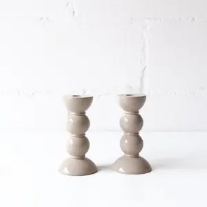 Bobbin Candle Stick Holder 5.5" in Cappucino