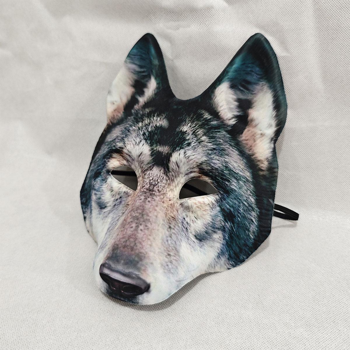 animal head mask,Realistic wolf head 3D mask with lifelike fur texture and pointed ear shape, suitable for Halloween themed party role-playing costume accessories