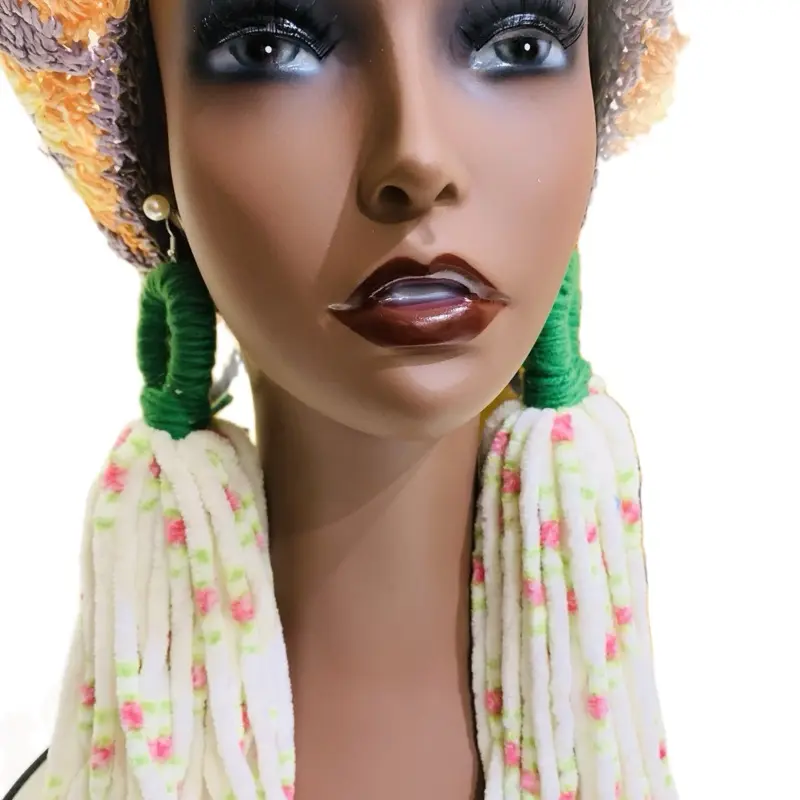 Long yarn earrings green