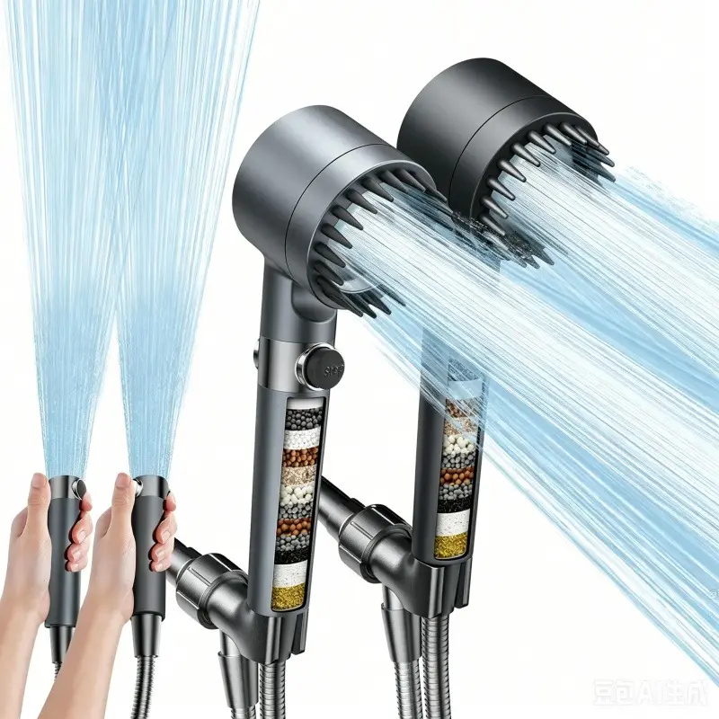 Filtered Shower Head with Handheld, High Pressure 4 Mode Showerhead with Filters,detachable shower head,Water Softener Filters Beads for Hard Water -Remove Chlorine #SummerVibes dry itchy skin brush design bean blaster high-pressure pet bathing