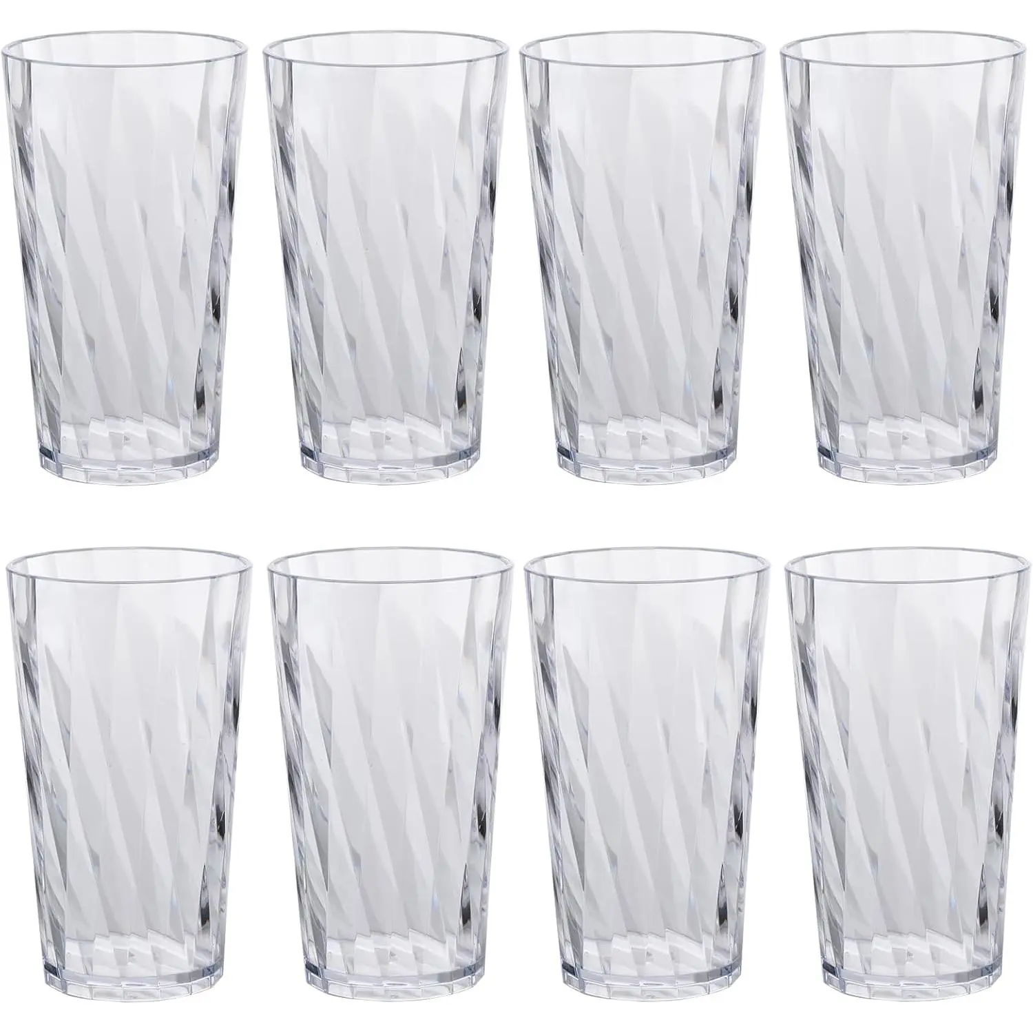 Unbreakable Plastic Drinking Glasses,set of 8, shatterproof drinking cups, plastic glass cups, 10 ozplastic Tumbler Cups, Dishwasher Safe (transparent)