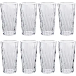 Unbreakable Plastic Drinking Glasses,set of 8, shatterproof drinking cups, plastic glass cups, 10 ozplastic Tumbler Cups, Dishwasher Safe (transparent)