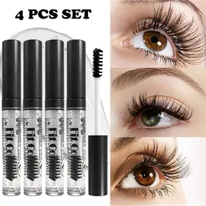 4pcs 2-in-1 Eyelash Serum & Mascara - Curling Eyelash Treatment, Waterproof & Long-Lasting Black Mascara for Natural Voluminous Lashes | Ideal Beauty Makeup Gifts for Women, Music Festival Stage Performance, Smudge-Proof